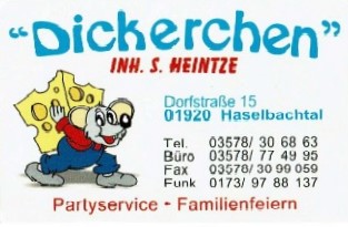 Visitenkarte Partyservice Dickerchen